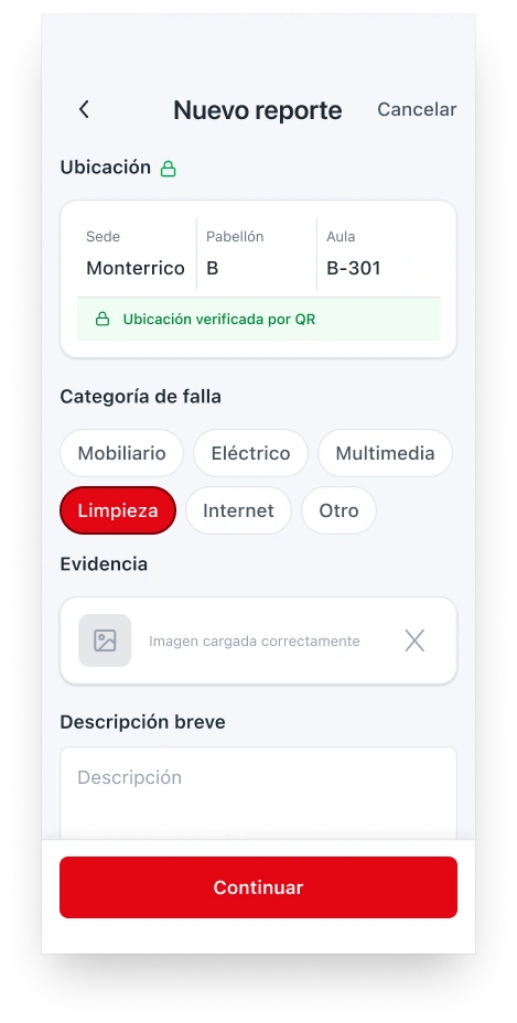 CampusLink screen for recording incident evidence